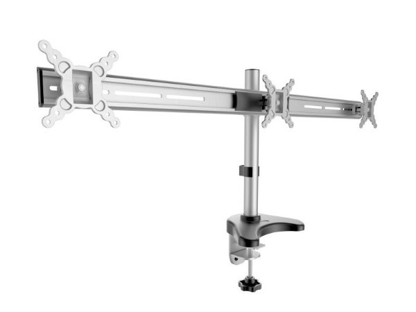 Three Monitor Desktop Stand with adjustable height and tilting bracket. Use any monitors with Vesa Mount compatability upto 24 Inches in size.