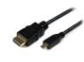 Micro HDMI to HDMI Cable allowing small form factor desktops computers, laptops and cameras to be connected to monitors, televisions and projectors