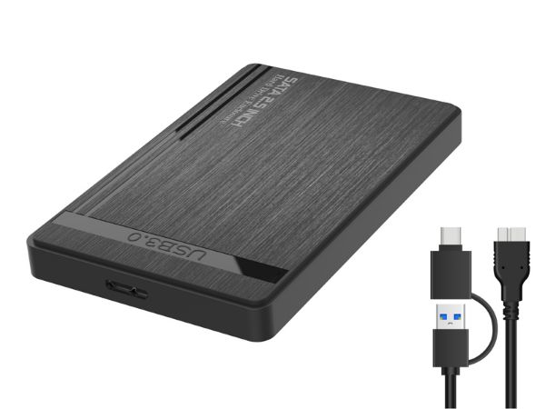 2.5 Inch External Hard Drive and Solid State Drive Case with USB and USB-C